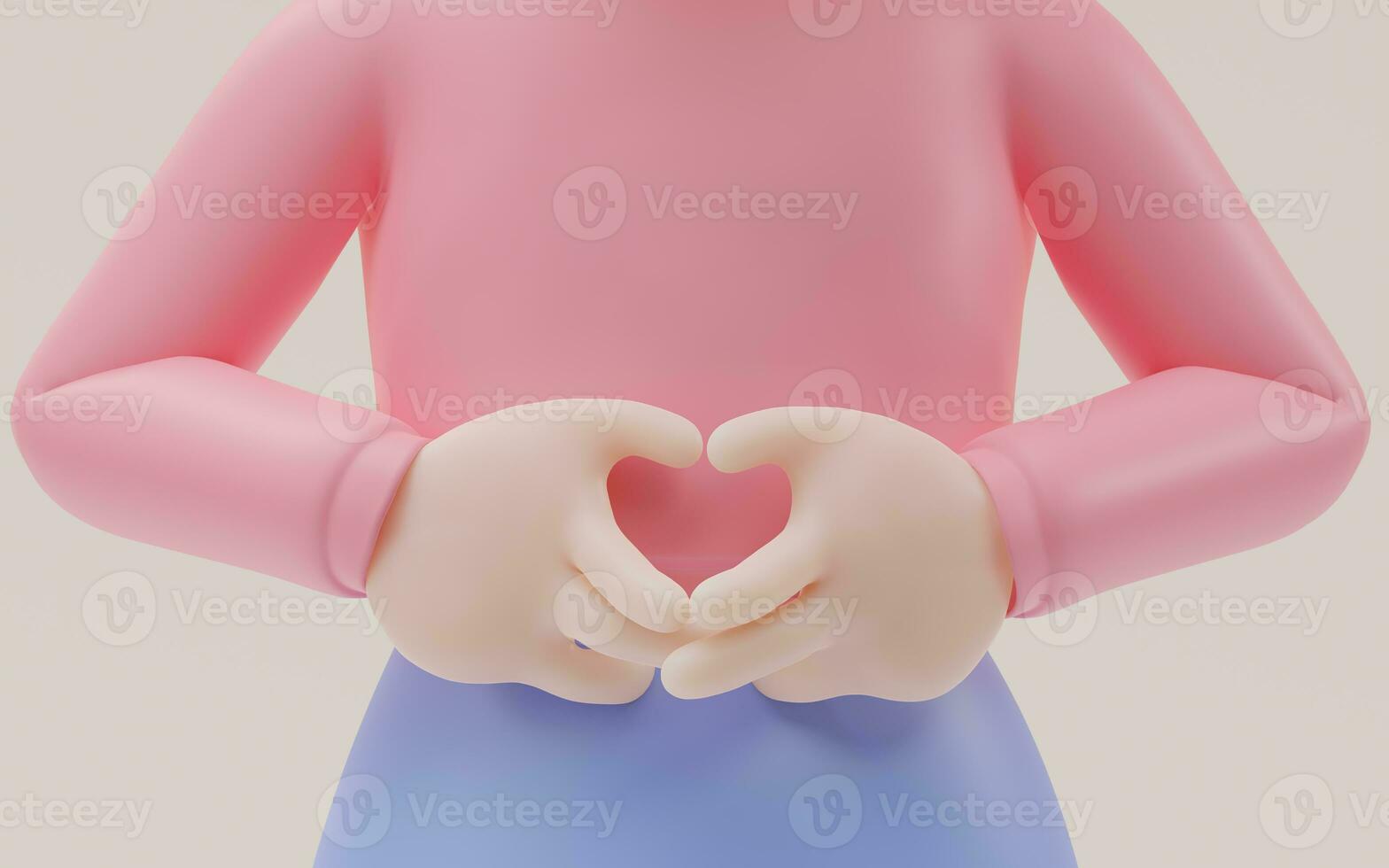 Girl makes gesture like love, isolated over yellow background. photo