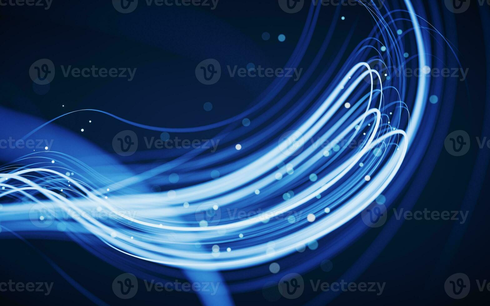 Flowing curves with glowing neon lines, 3d rendering. photo