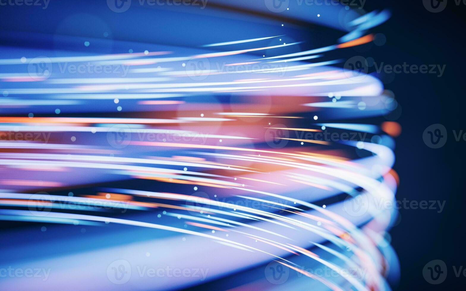 Flowing curves with glowing neon lines, 3d rendering. photo