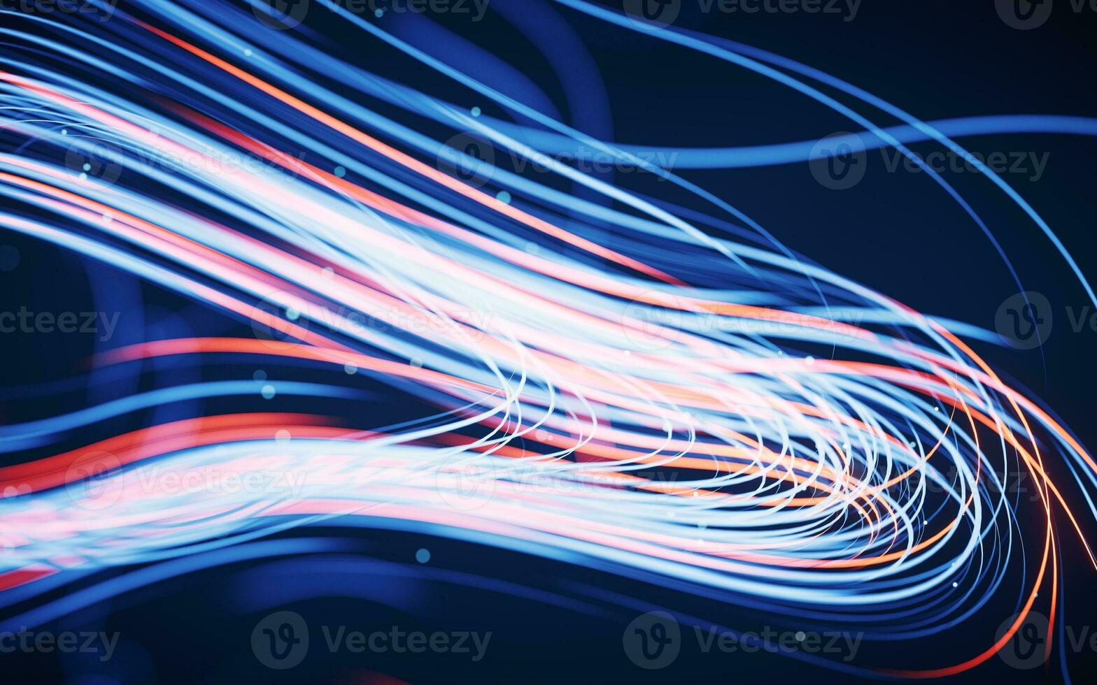 Flowing curves with glowing neon lines, 3d rendering. photo