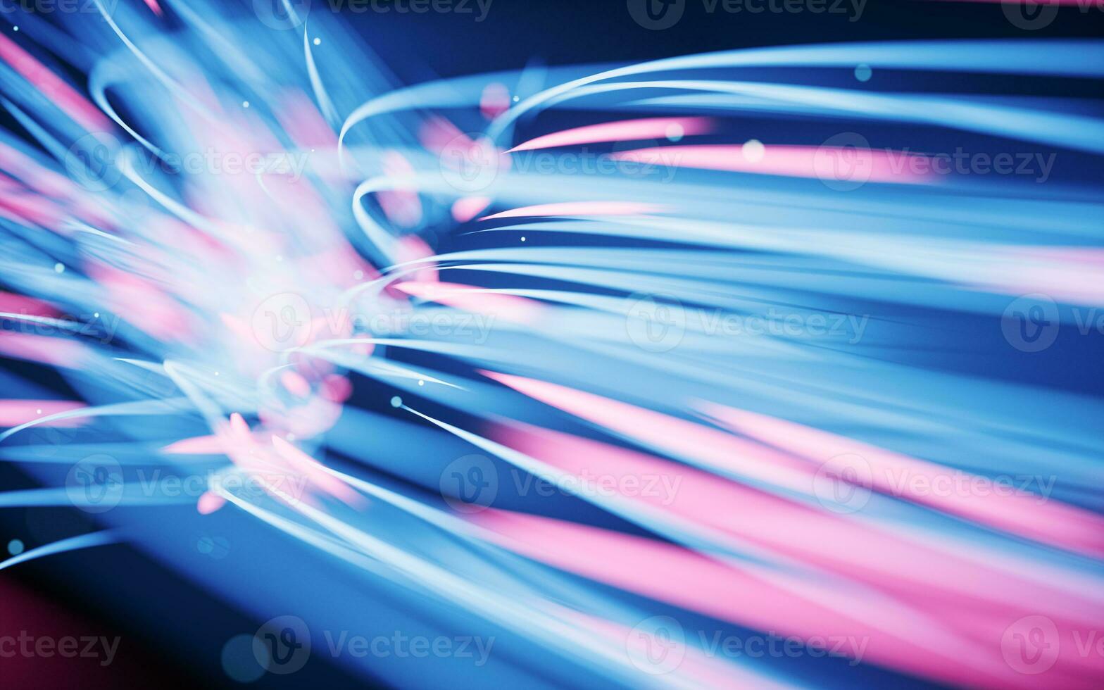 Flowing curves with glowing neon lines, 3d rendering. photo