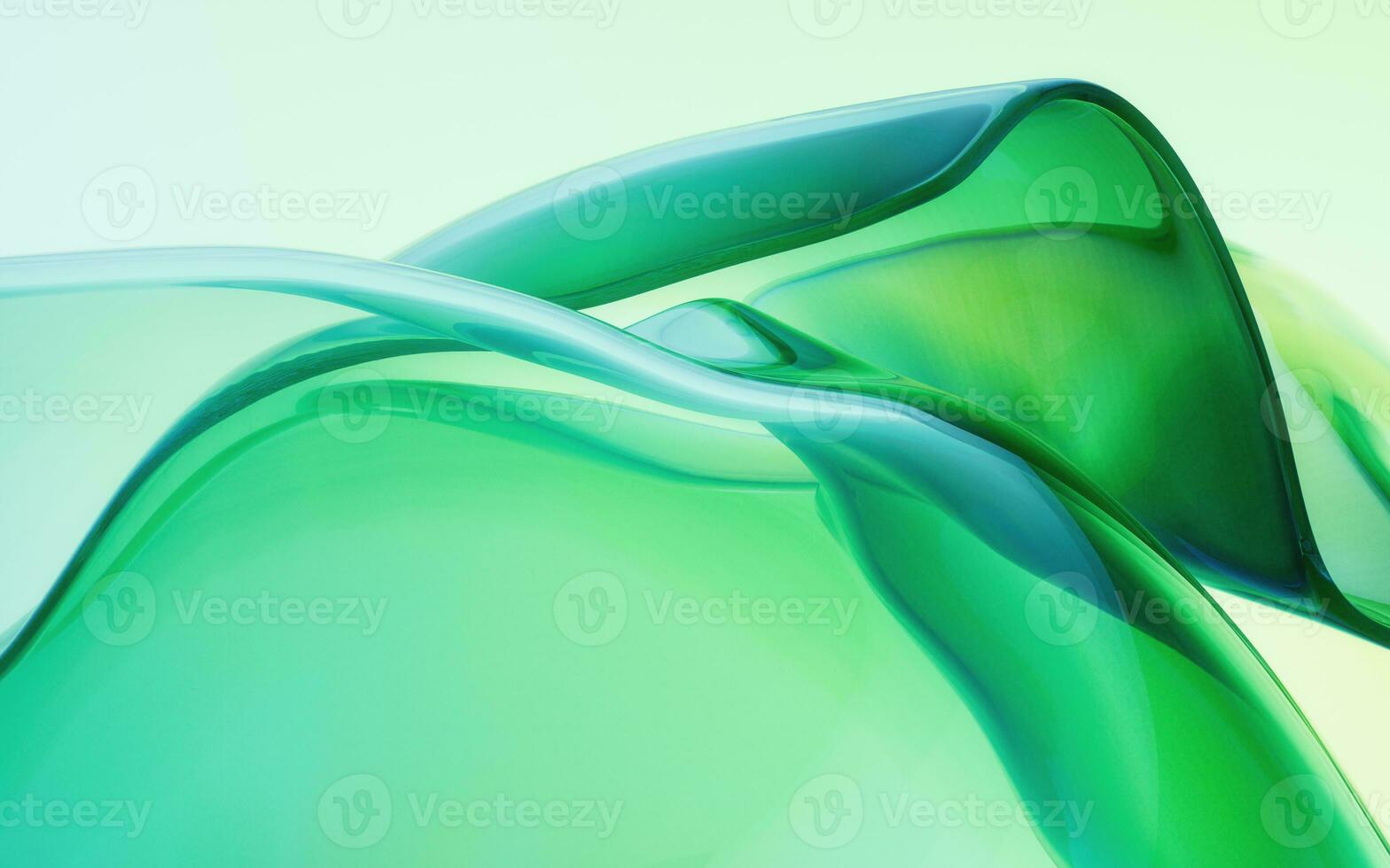 Flowing wave transparent glass cloth, 3d rendering. photo