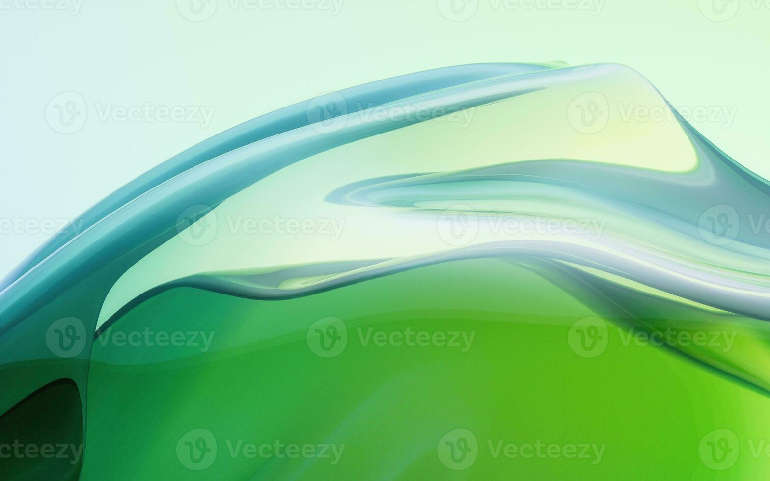 Flowing wave transparent glass cloth, 3d rendering. photo