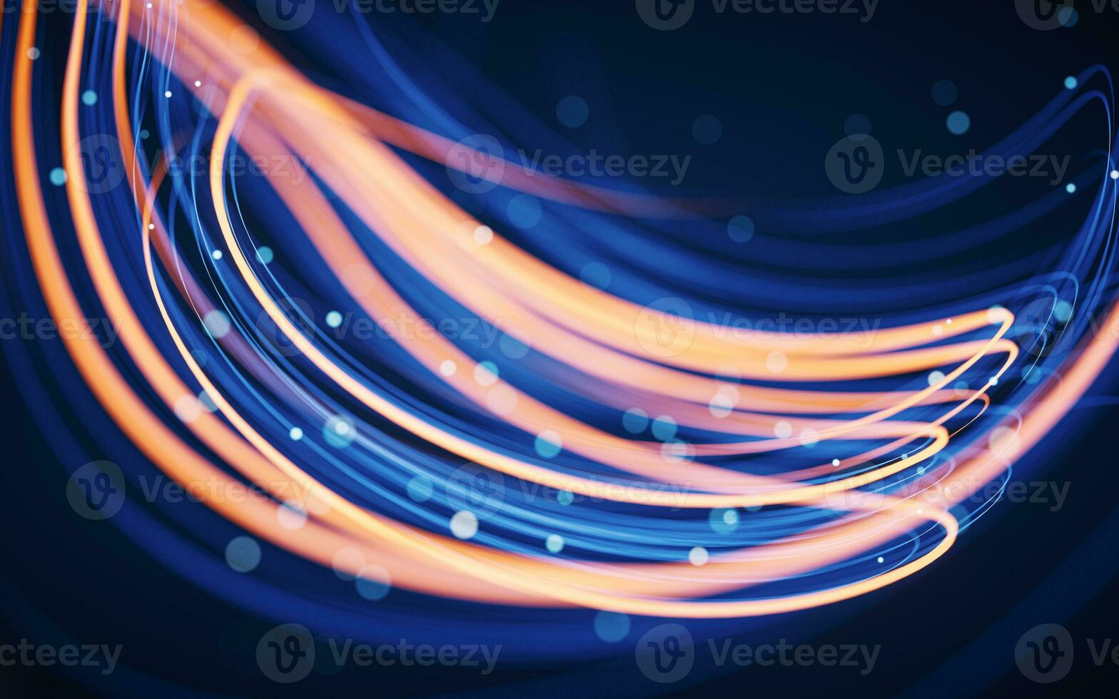 Flowing curves with glowing neon lines, 3d rendering. photo