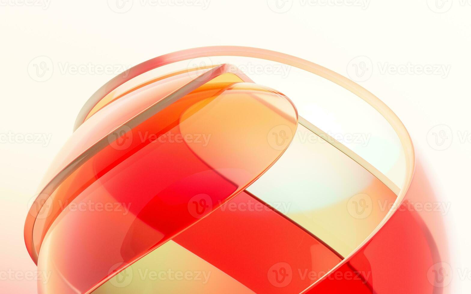 Gradient transparent curve glass, 3d rendering. photo