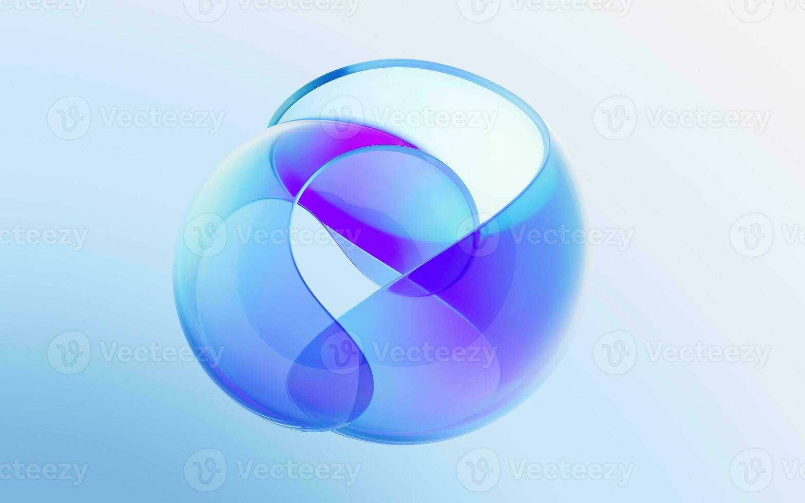 Gradient transparent curve glass, 3d rendering. photo