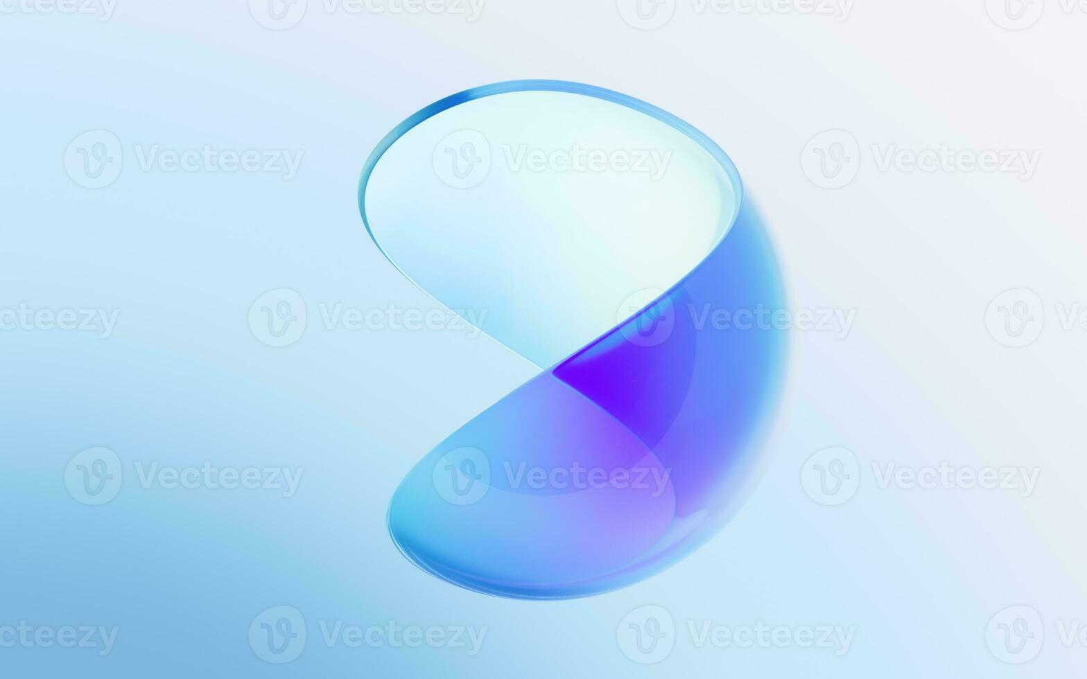 Gradient transparent curve glass, 3d rendering. photo