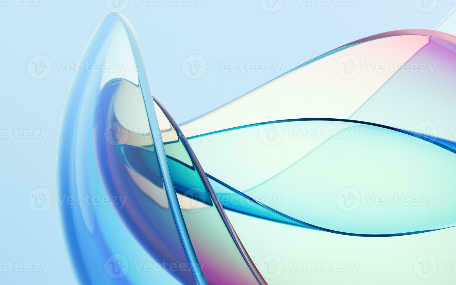 Gradient transparent curve glass, 3d rendering. photo