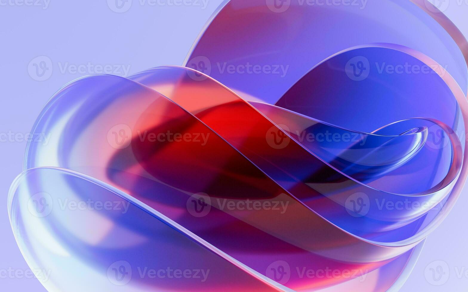 Gradient transparent curve glass, 3d rendering. photo