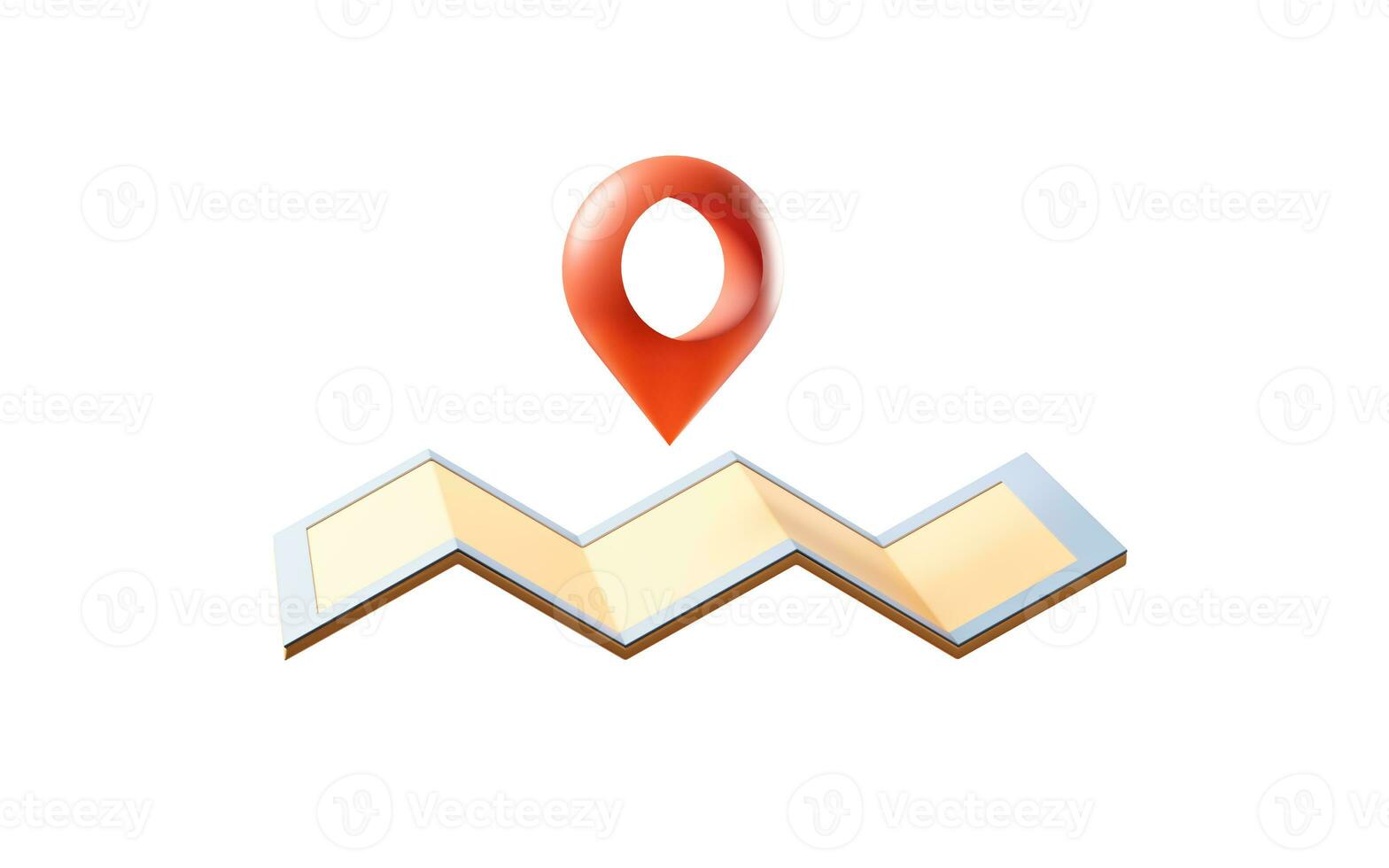 Map and location pointer with cartoon style, 3d rendering. photo
