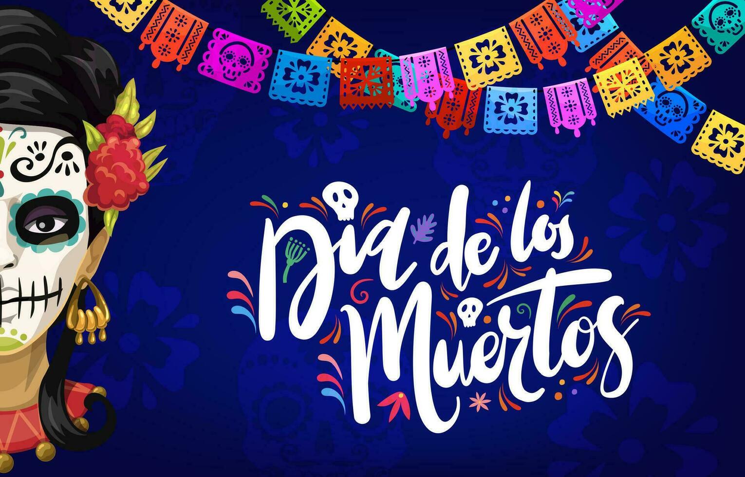 día de muerto día festivo, dia Delaware los muertos bandera vector