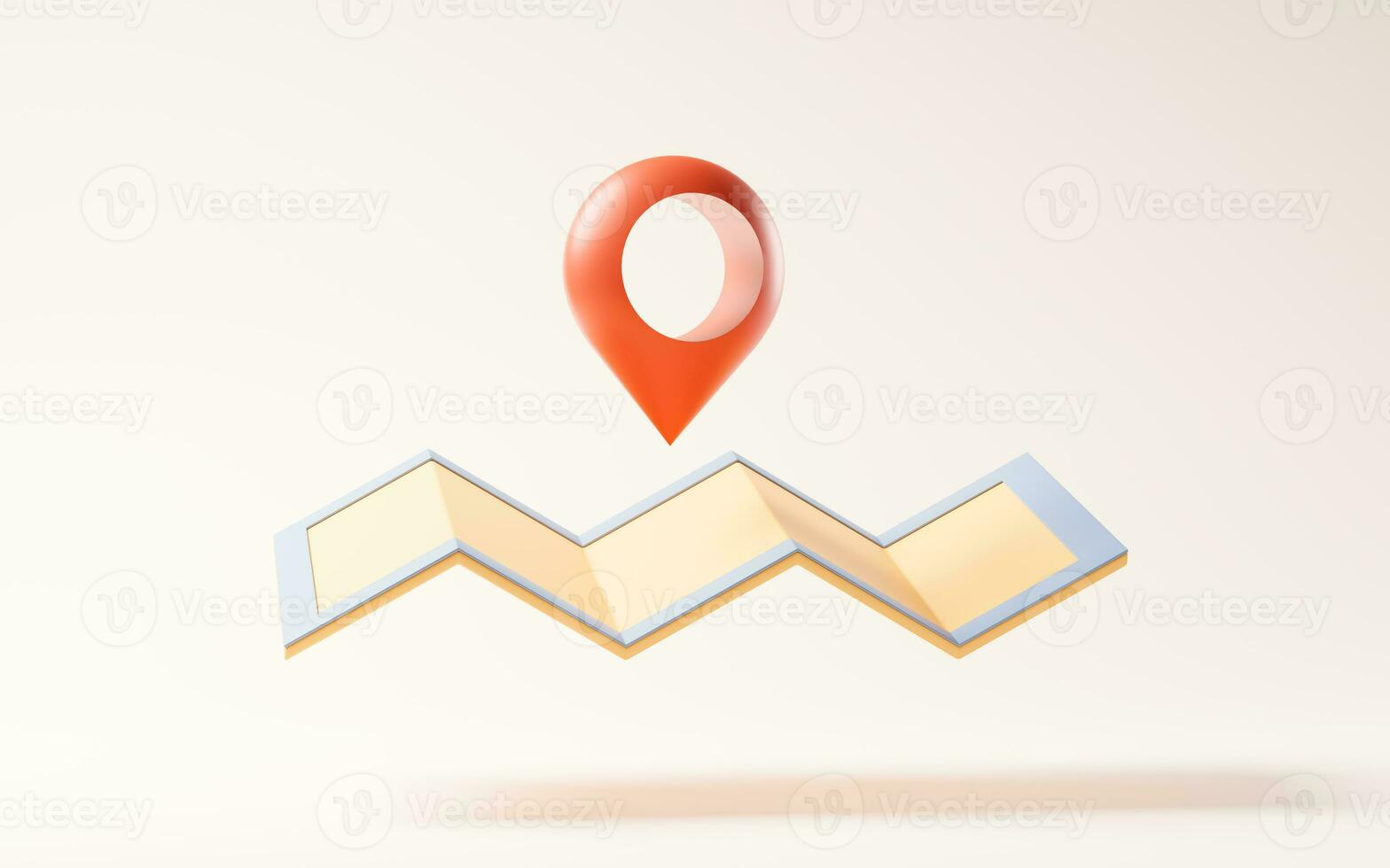 Map and location pointer with cartoon style, 3d rendering. photo