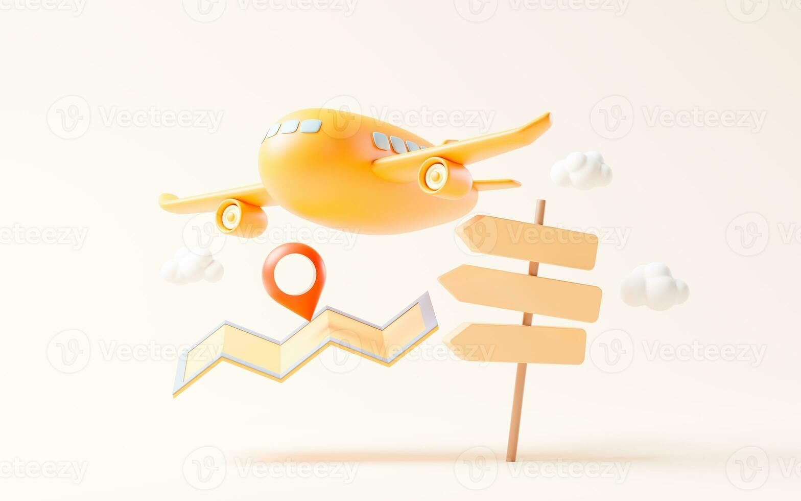 Airplane with cartoon style, 3d rendering. photo