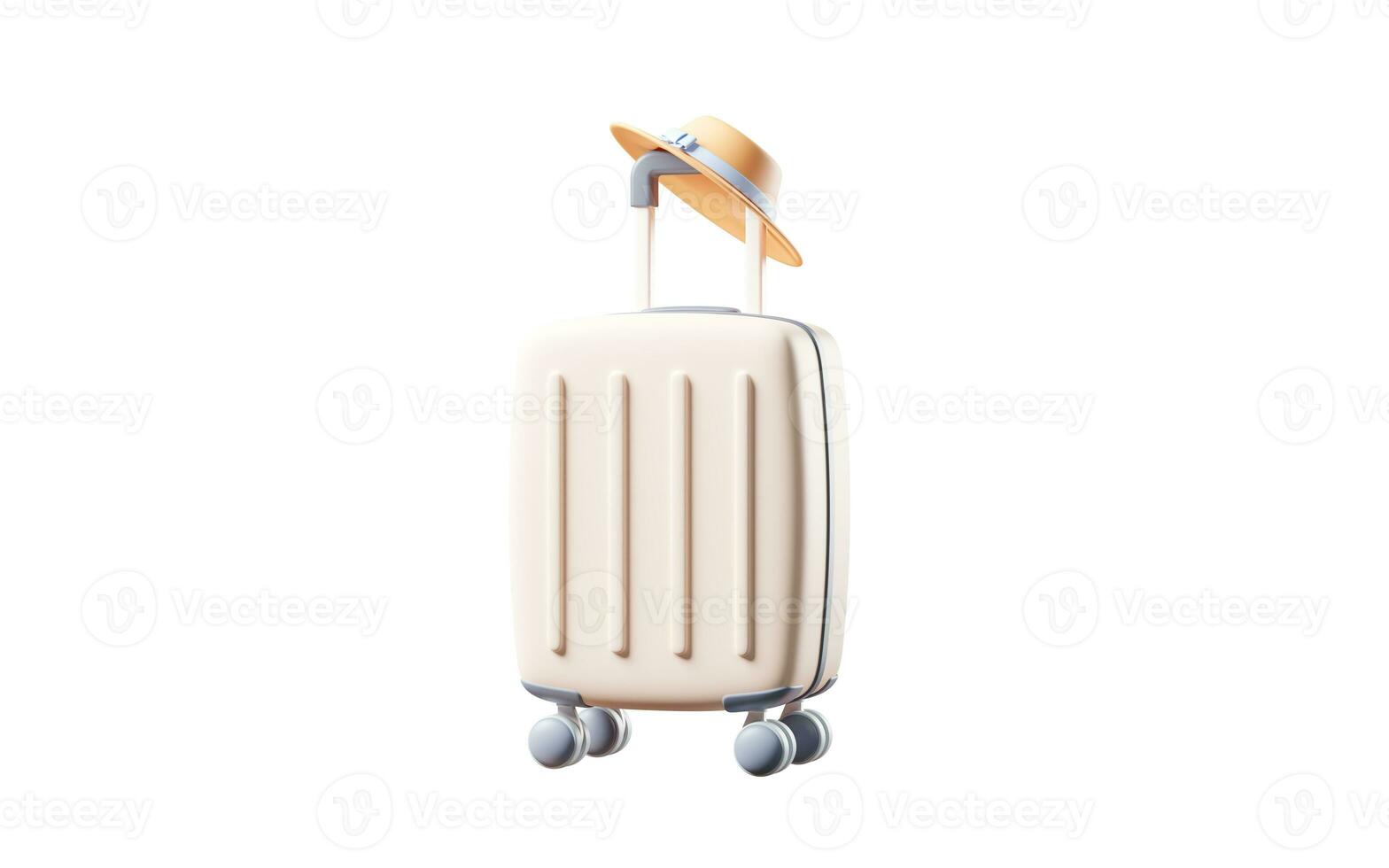 Cartoon style luggage with travel theme, 3d rendering. photo