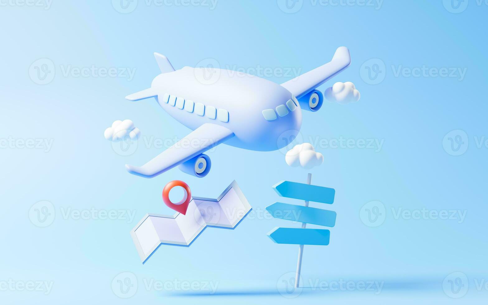 Airplane with cartoon style, 3d rendering. photo