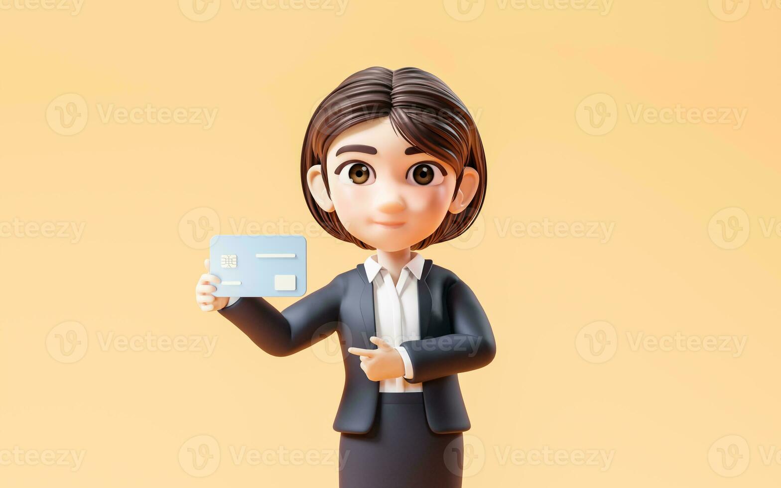 Business girl with investment and finance concept, 3d rendering. photo