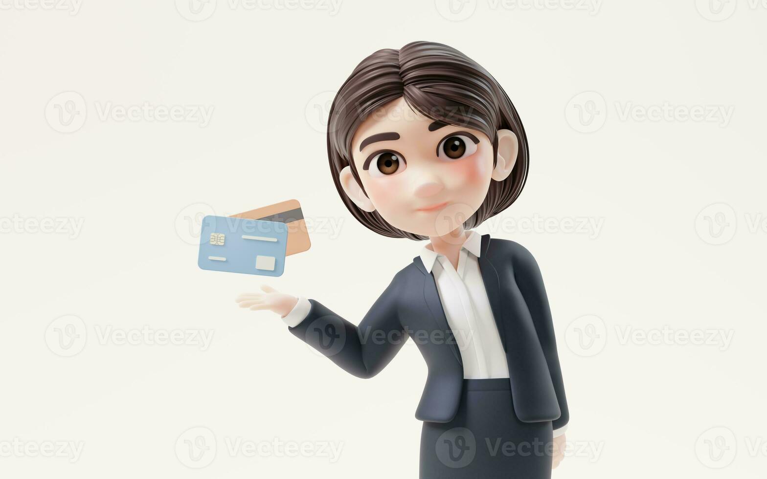 Business girl with investment and finance concept, 3d rendering. photo