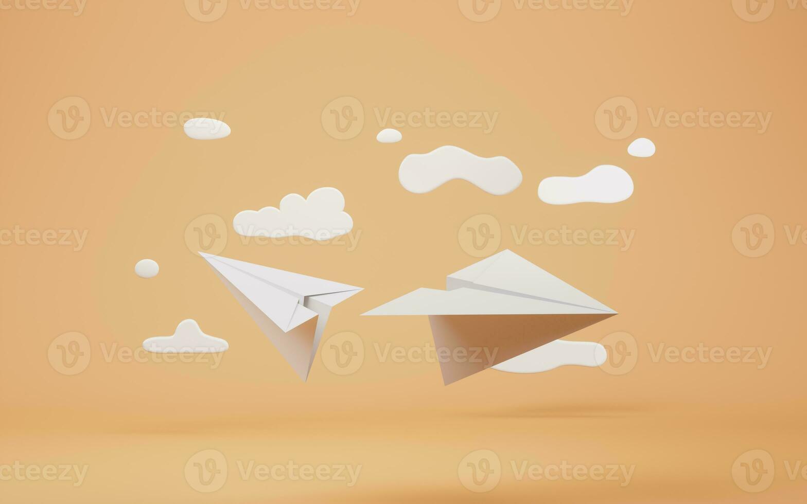 Paper air plane with cartoon style, 3d rendering. photo