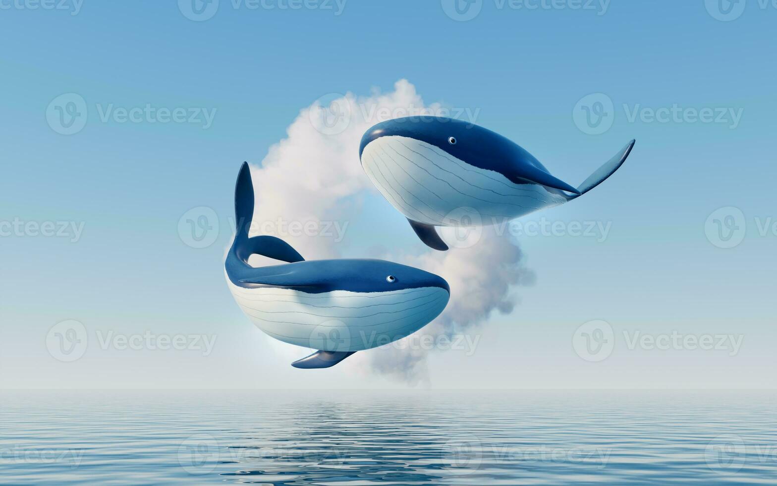 Whale with cartoon style, 3d rendering. photo