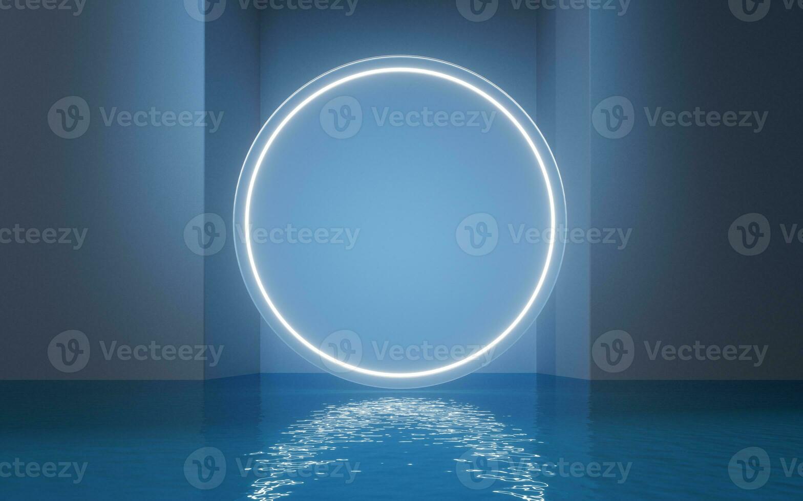 Water surface with light illuminated, 3d rendering. photo