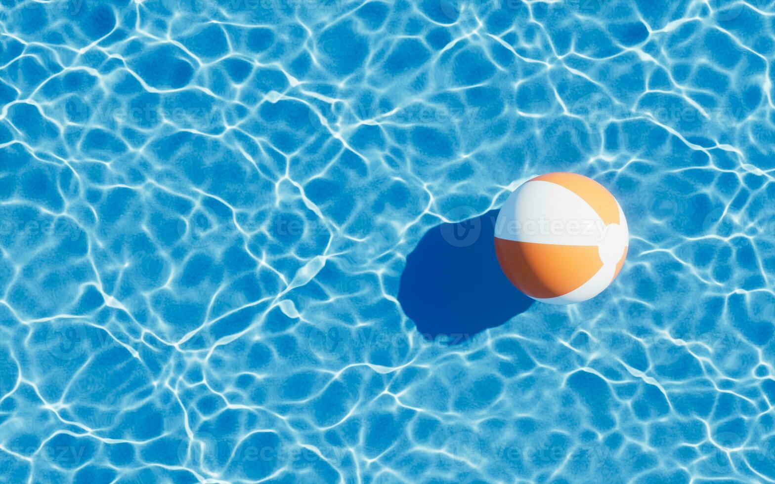 Beach ball with wave water background, 3d rendering. photo