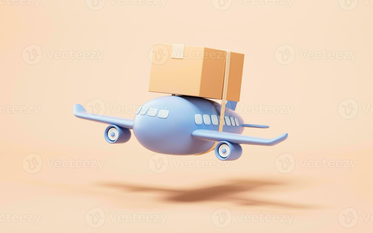 Plane and transportation with cartoon style, 3d rendering. photo