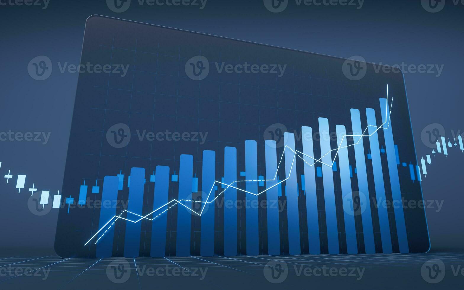 estadístico grafico con negocio Finanzas concepto, 3d representación. foto