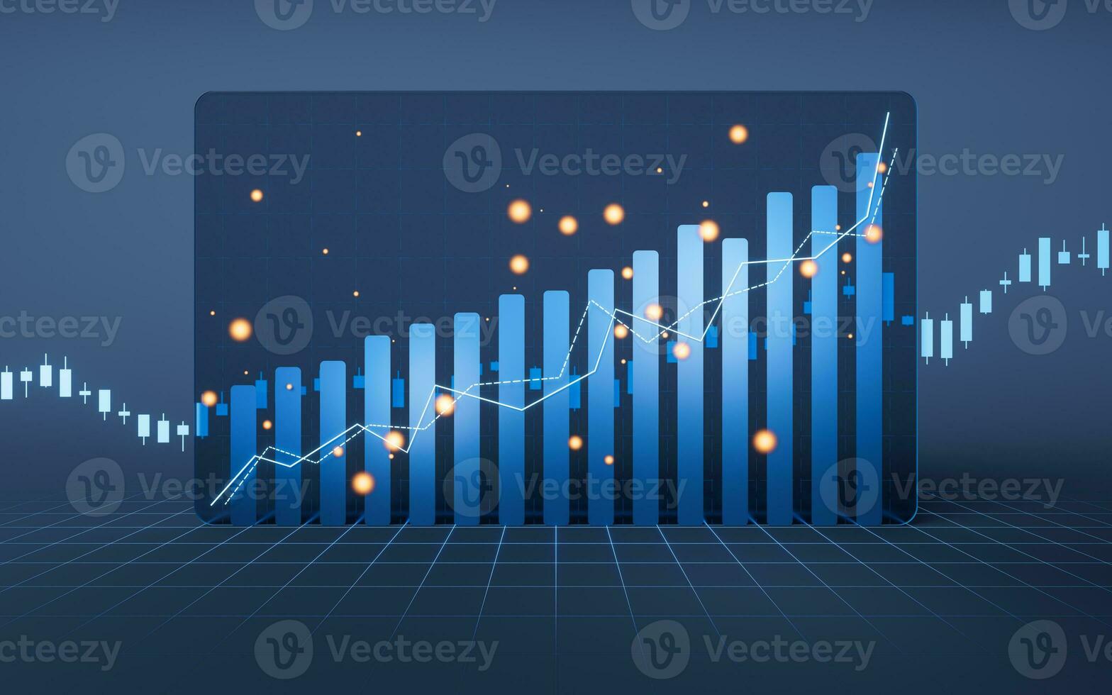 statistical graph with business finance concept, 3d rendering. photo