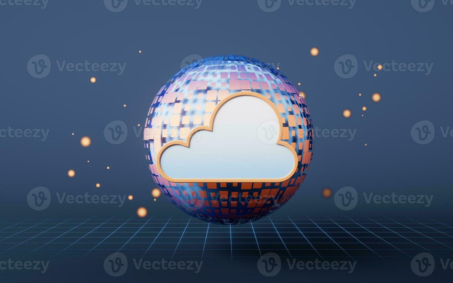Cloud computing with digital sphere, 3d rendering. photo
