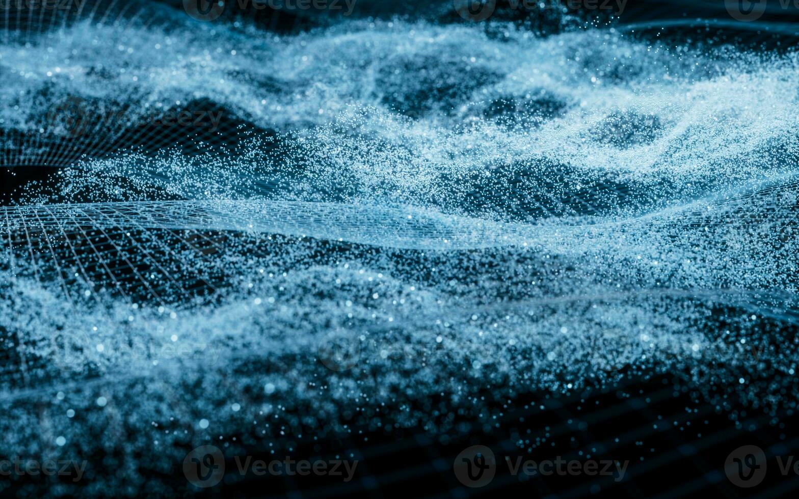 Abstract wave particles background, 3d rendering. photo