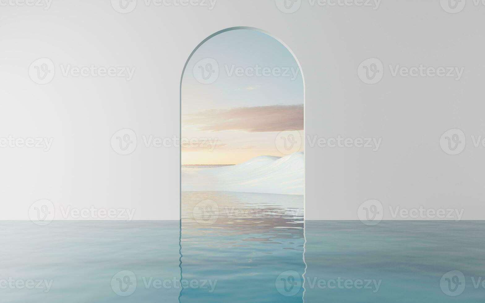 Lake and water surface background, 3d rendering. photo