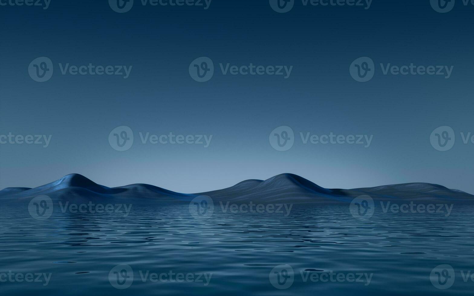 Lake and water surface background, 3d rendering. photo