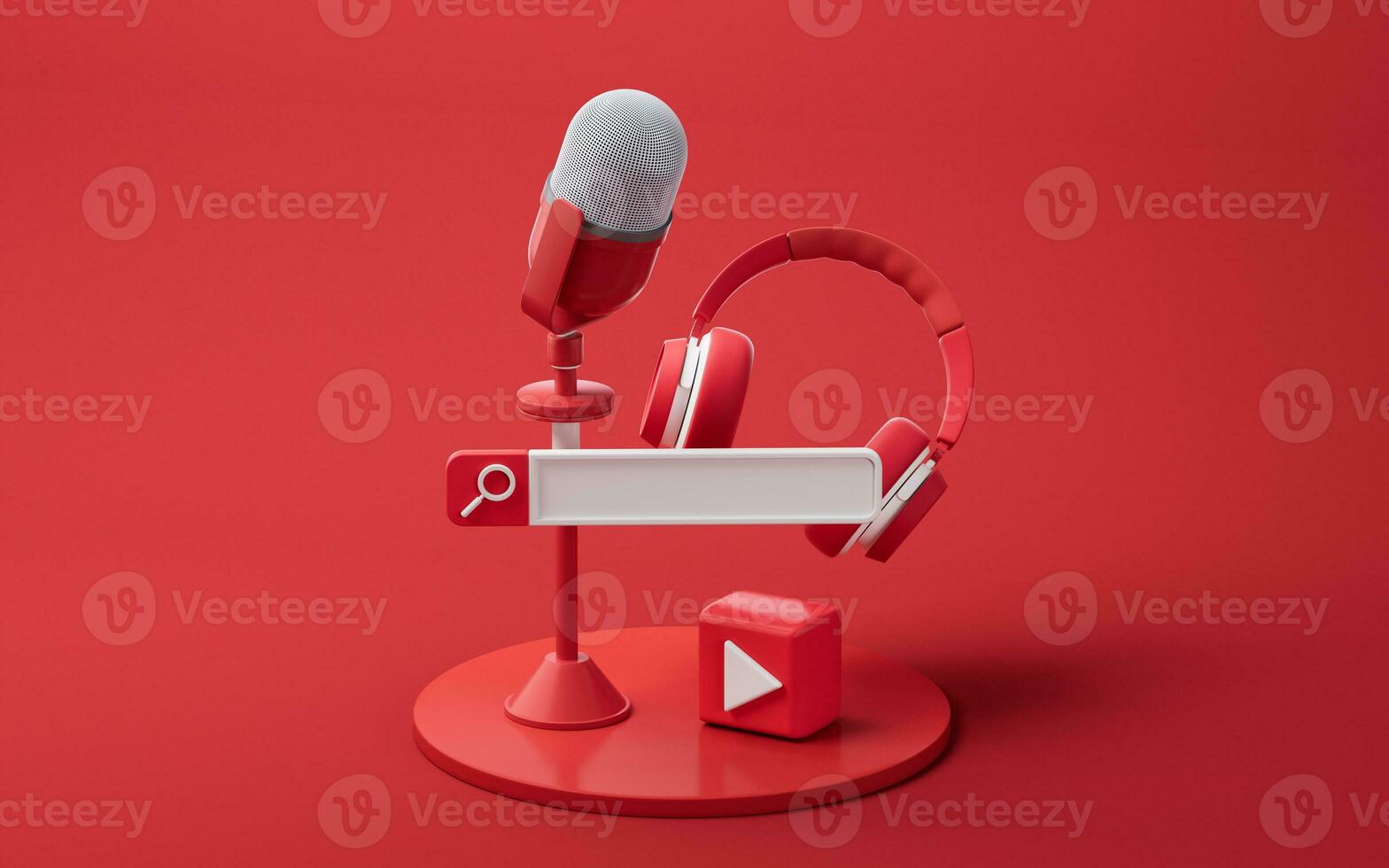 Microphone and live streaming, 3d rendering. photo