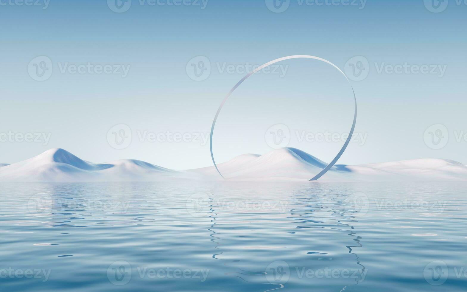 Lake and water surface background, 3d rendering. photo