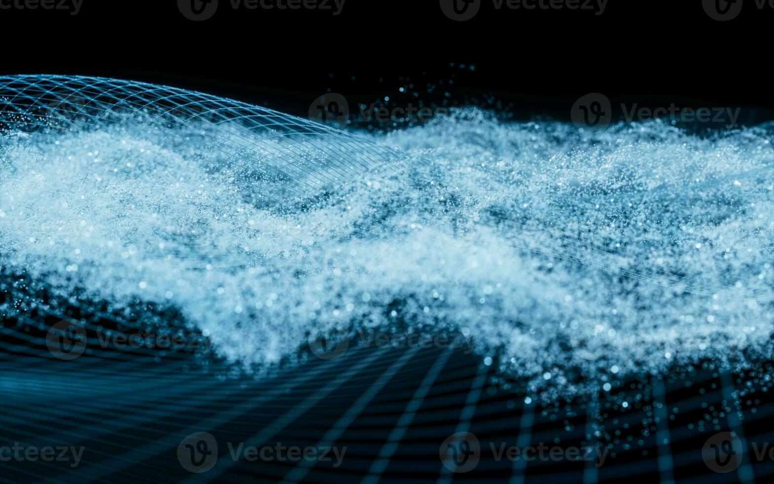Abstract wave particles background, 3d rendering. photo