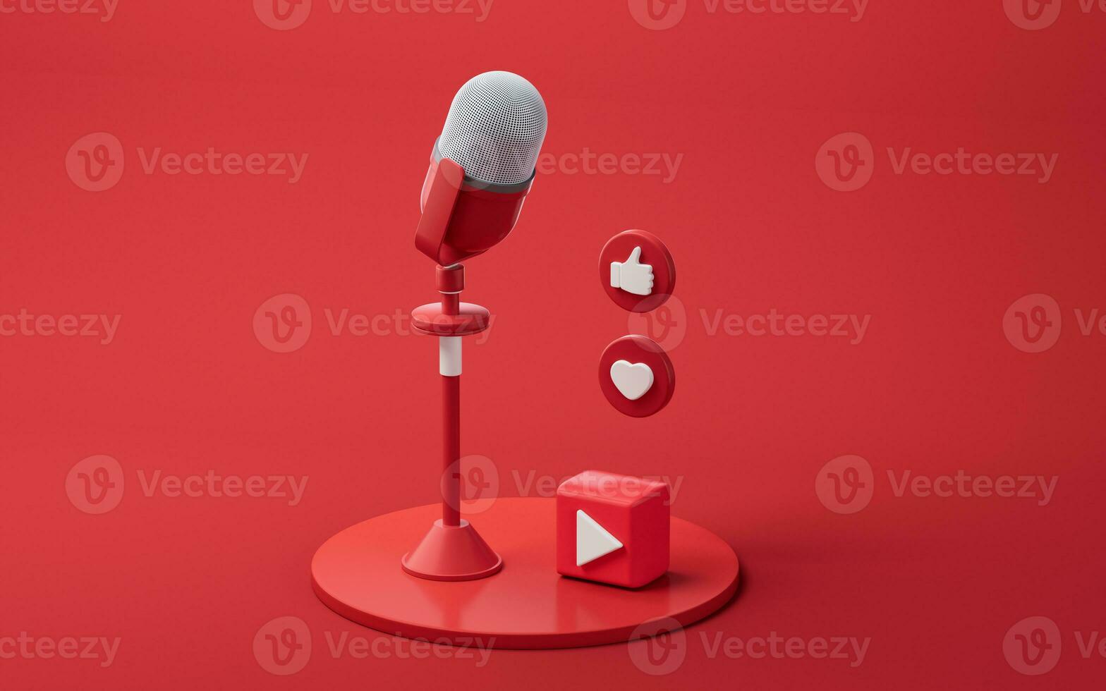 Microphone and live streaming, 3d rendering. photo