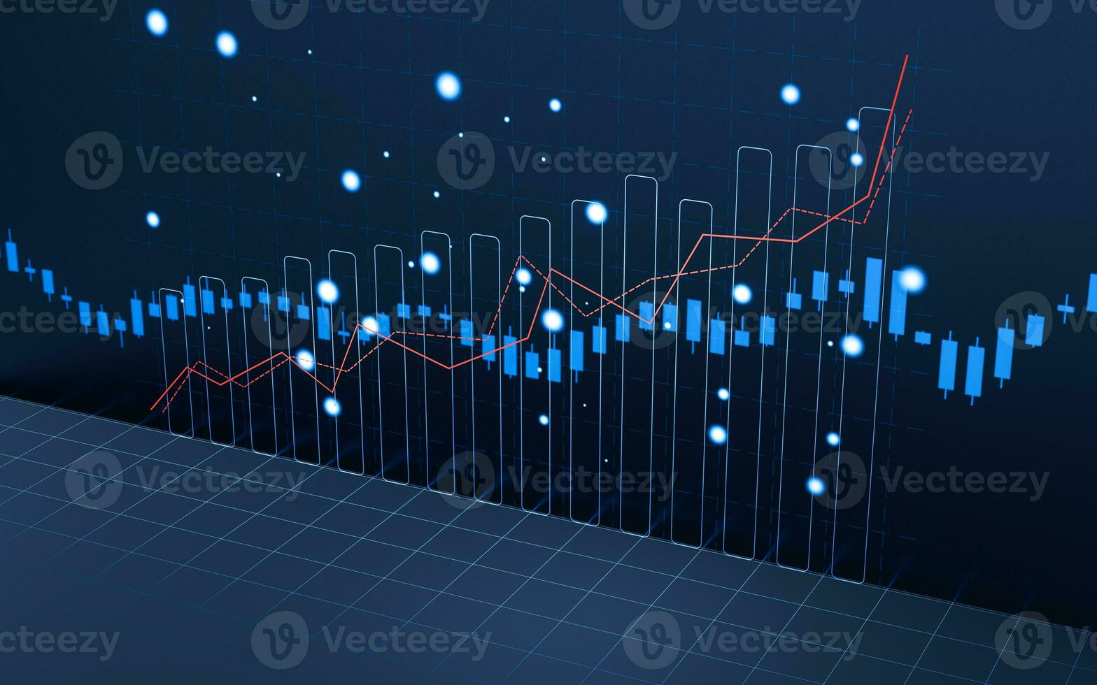 statistical graph with business finance concept, 3d rendering. photo