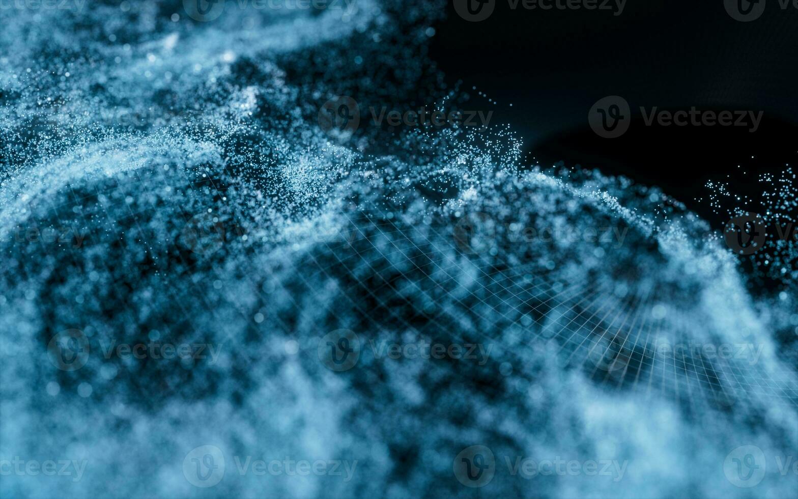 Abstract wave particles background, 3d rendering. photo