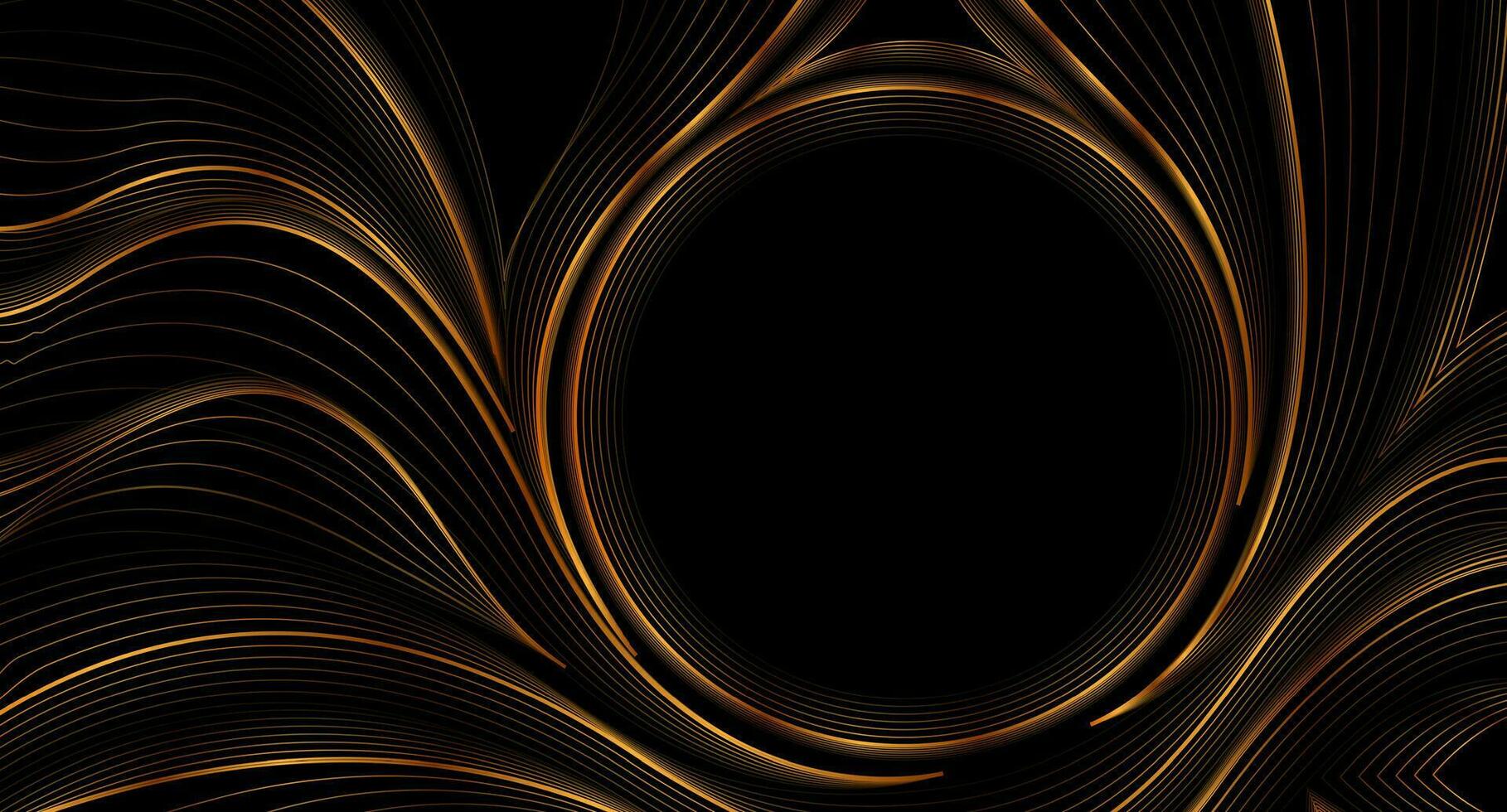 Luxury golden refracted curved waves pattern abstract background vector