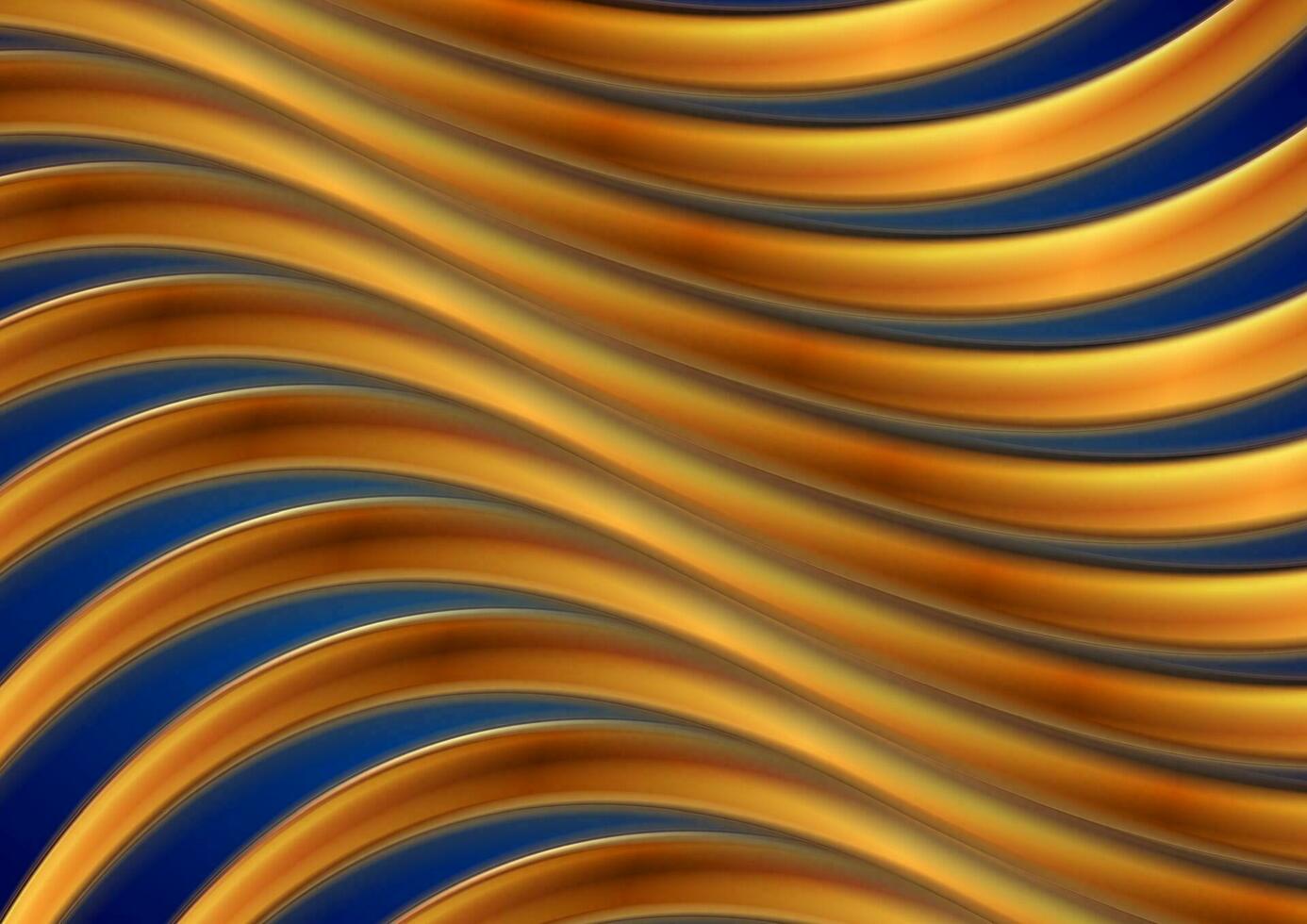 Golden glossy waves abstract elegant background vector