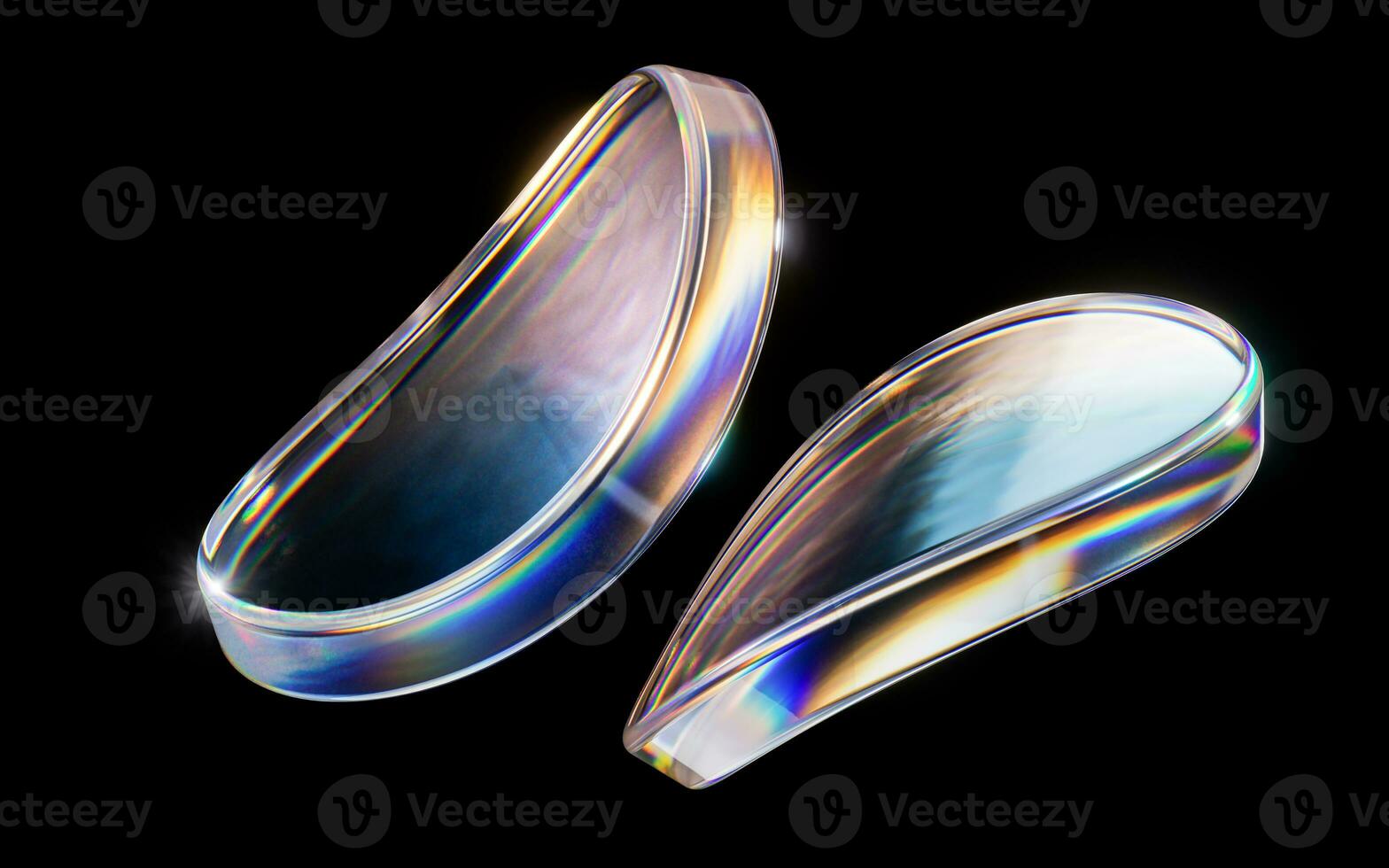 Colorful curve glass with dispersion, 3d rendering. photo