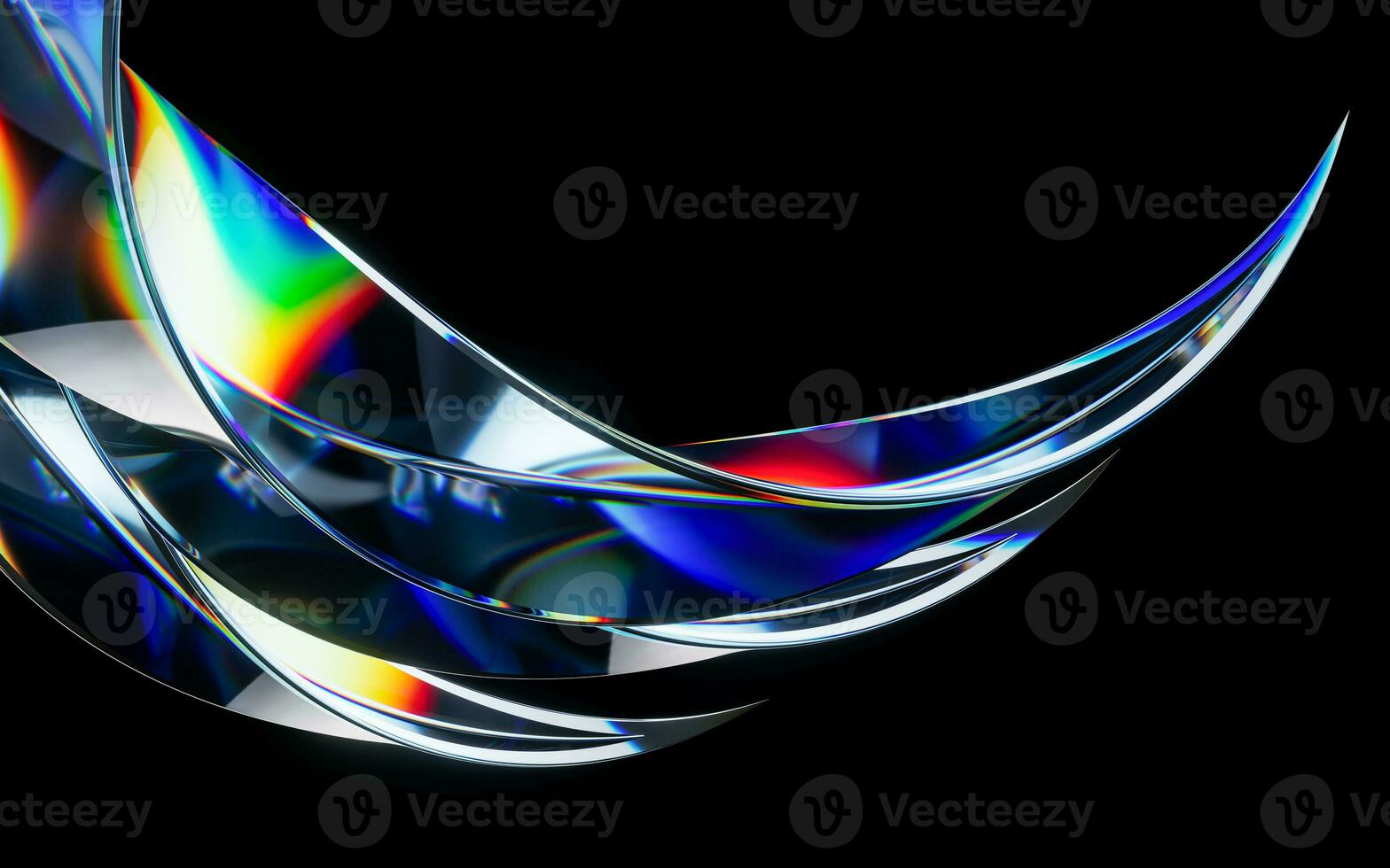 Colorful curve glass with dispersion, 3d rendering. photo