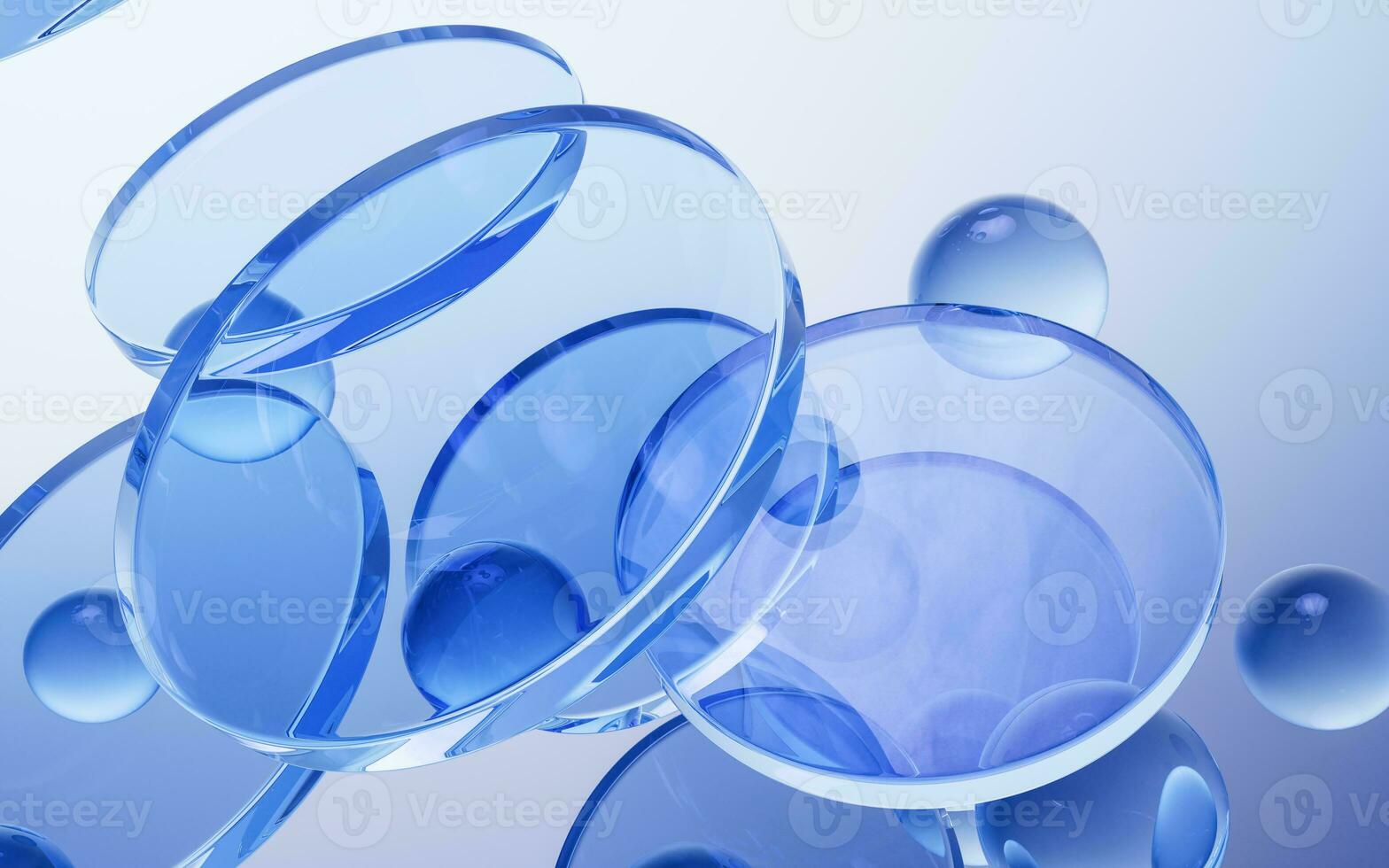 Transparent geometry glass background, 3d rendering. photo