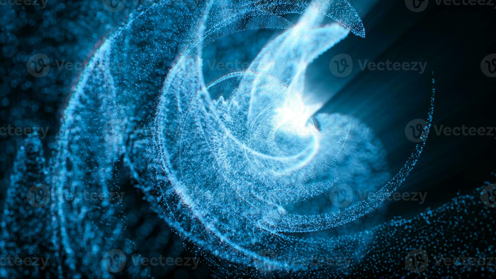 Abstract blue wave particles, 3d rendering. photo