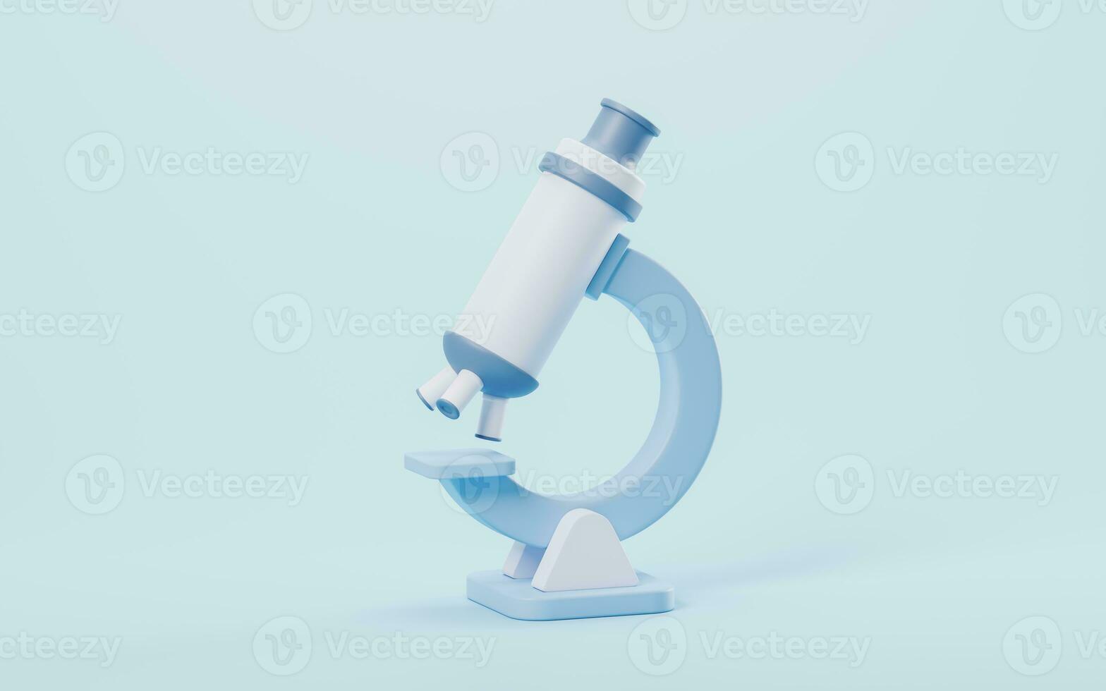 3D cartoon style microscope, 3d rendering. photo
