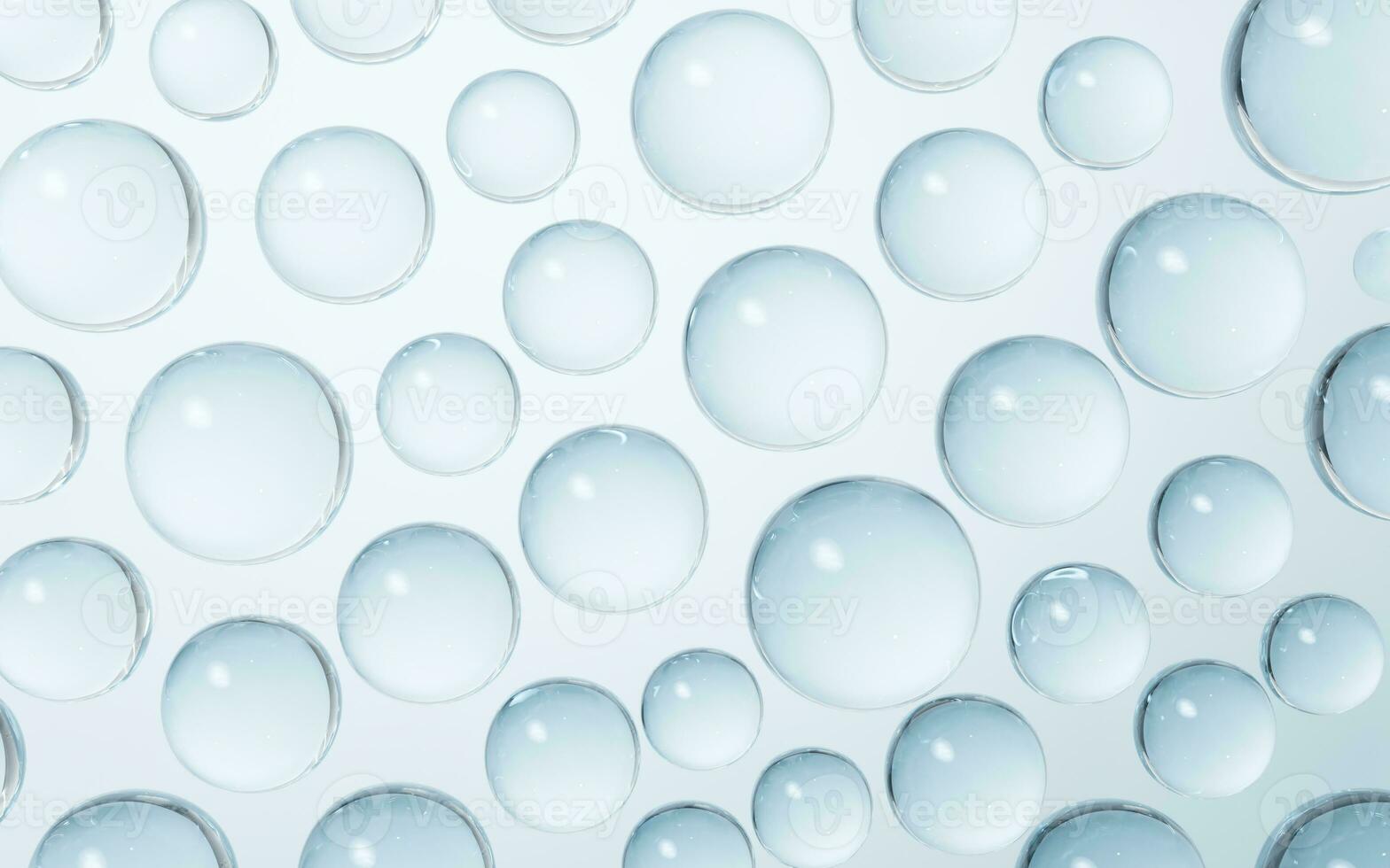 Transparent glass bubbles background, 3d rendering. photo