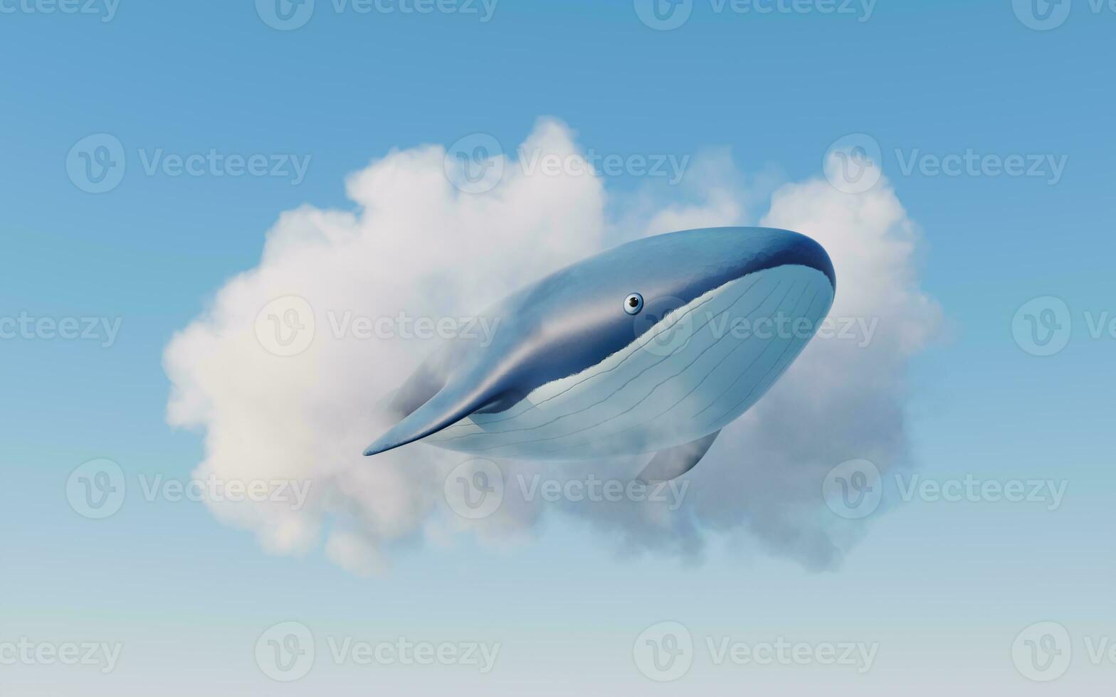 Whale with cartoon style, 3d rendering. photo