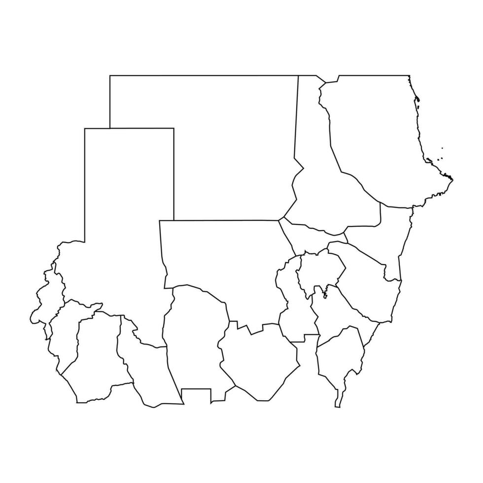 Sudan map with administrative divisions. Vector illustration.