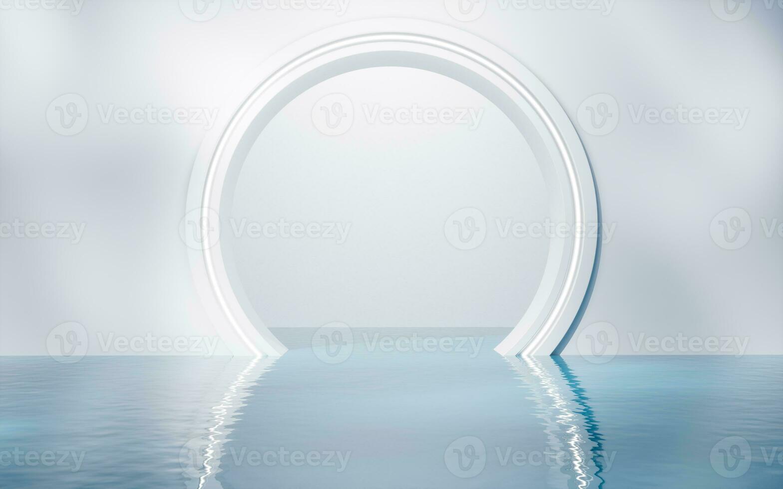 Round door with water surface, 3d rendering. photo