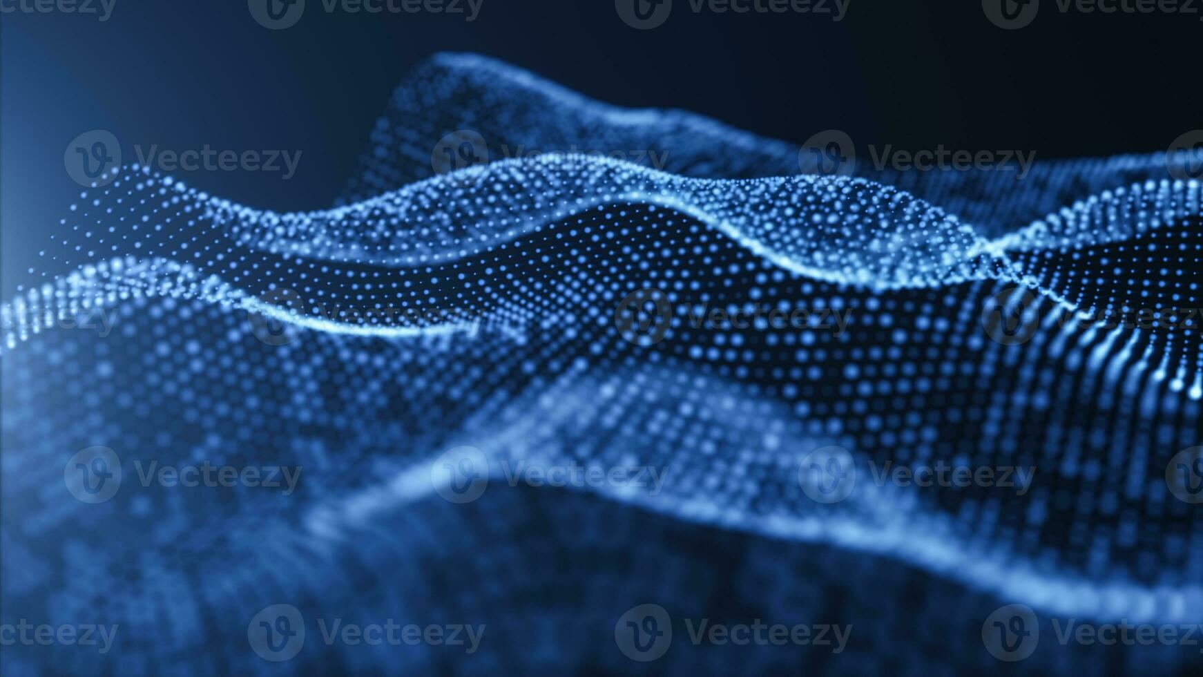 Digital blue wave particles background, 3d rendering. photo